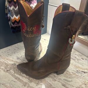 Rare Vintage Y2K Juicy Couture Leather Austin Rose Cowboy Boots  Charms 10